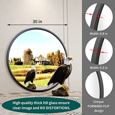 Growsun 30'' Black Round Mirror, Circle Wall Mirror for Bathroom Vanity, Entryway Living Room with Metal Frame for Home Decor - Image 5