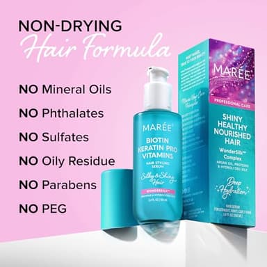 MAREE Hair Oil with Keratin Treatment, Biotin & Vitamins, Serum for Frizzy and Damaged Hair, Frizz Control Care Products for Women, Aceites Para el Cabello - Image 9