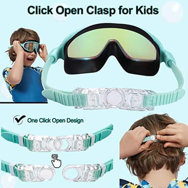 Kids Goggles for Swimming 2 Pack No Leaking Anti-Fog Outer Eye Fit with Wide View UV Protection Crystal Clear Watertight Swim Goggles with nose cover Suitable for Children Youth Boys Girls Age 3 to 14 - Image 4