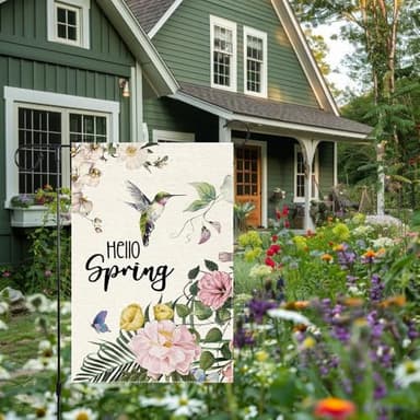 Wonderful spring Hummingbird Garden Flag 12x18 Inch Burlap Double Sided Seasonal Colorful Floral Outdoor Home Yard Lawn Rustic Farmhouse Flags Decorations - Image 8