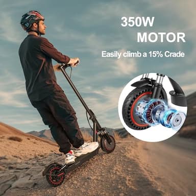 Adults Electric Scooter ，8.5"/10" Tires, 19/22Mph, 350W/500W Motor, 21-28 Miles Range, Folding E-Scooter with Dual Suspension and Braking System with App Control (W4Pro-10.4Ah-22Miles) - Image 7
