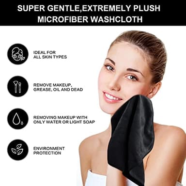 SINLAND Microfiber Facial Cloths Fast Drying Washcloth 12inch x 12inch Absorbent Face Wash Cloth Soft Makeup Remover Cloths - Image 4