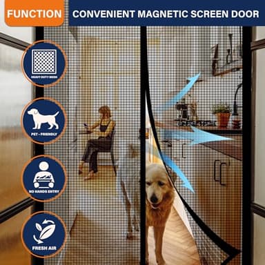Magnetic Screen Door，Fiberglass Screen Door Mesh，Keep Bugs Out, Heavy-Duty Mesh Curtain,Pet and Kid Friendly, Works with Front Doors, Sliding Doors（36x80 Inch Fiberglass - Image 5