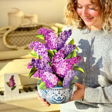 Freshcut Paper Pop Up Cards, Garden Lilacs, 12 Inch Life Sized Forever Flower Bouquet 3D Popup Greeting Card, Birthday Cards, Thank You Card, Blank Notecard & Envelope - Image 9