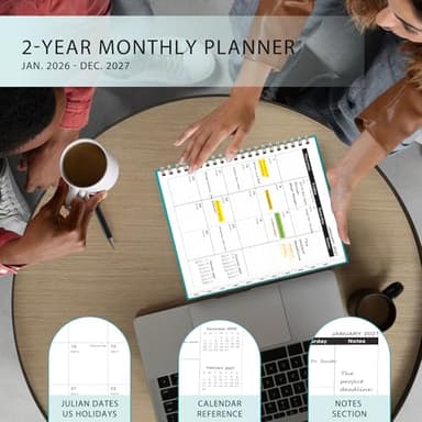 Ymumuda 2026 Planner-2 Year Monthly Planner 2026-2027, JAN.2026 - DEC.2027, 8.5" x 11", 26-27 Monthly Calendar,Large Planner with Spiral Bound, 24 Months Perfect for School Office Schedule - Turquoise - Image 2