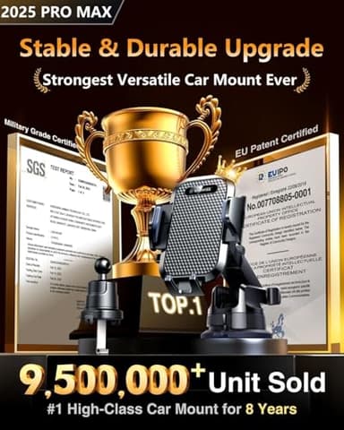 [2025 True Military-Grade] Car Phone Holder VANMASS [Upgraded Strongest Suction & Clip] Cell Phone Mount for Dashboard Windshield Vent, Truck Cradle Stand for iPhone 17 Pro Max 16 15 14 Android Camera - Image 2