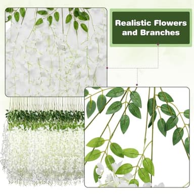 Alotiki Wisteria Hanging Flowers,Fake Hanging Flowers,Wisteria artificiales Garland for Home Wedding Arch Floral Party Garden Ceremony Outdoor Decor,3.6 feet Long(150,White) - Image 5