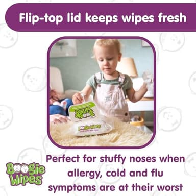 Baby Wipes Unscented by Boogie Wipes, Wet Wipes for Face, Hand, Body & Nose, Made with Vitamin E, Aloe, Chamomile and Natural Saline, 30 Count, Pack of 6 - Image 6