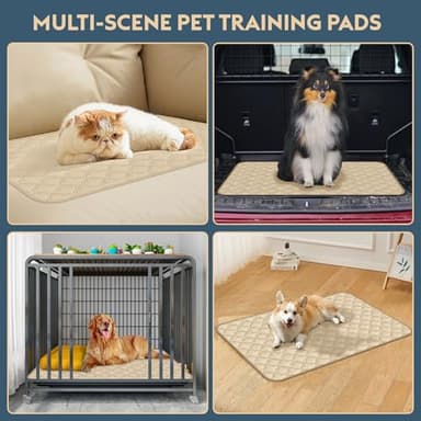 FunFurry Washable Pee Pads for Dogs - 2 Pack Reusable Waterproof Puppy Training Pads, Super Absorbent with Dog Paw Shape Non-Slip Backing (Cream, 24" X 36" - 2 Pack) - Image 6