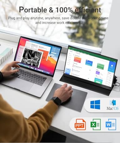 Ingnok Portable Monitor, 15.6inch FHD 1080P Travel Monitor, Ultra-Thin, USB-C Plug&Play, Built-in Speakers, Portable Screen for Laptop, Mac, Switch/PS5, Travel&Office Assistant - Image 4