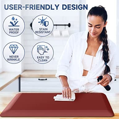 4/5 Inch Thick Kitchen Mats for Floor, StepRite Kitchen Rug for Standing Desk, Non-Slip, Thicker, Stain Resistant, Waterproof, Comfort Anti Fatigue Floor Mat for Home, Kitchen, Office - Red,70 * 24'' - Image 5