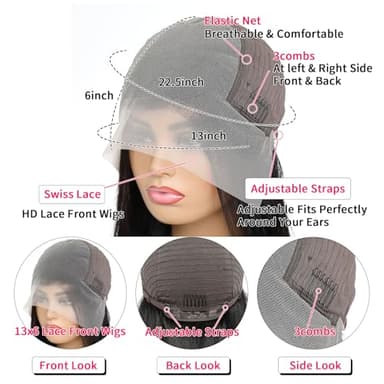 13x6 Water Wave Lace Front Wigs Human Hair Wigs 10A 30 Inch 250 Density HD Transparent Wet and Wavy Lace Front Wigs Human Hair Glueless Deep Curly Lace Frontal Wigs Human Hair Pre Plucked for Women - Image 5