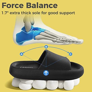 Leevar Black Cloud Slides for Women and Men Soft, Comfy, Relax Cloud Slippers, Thick Sole, Non-slip Slides for Men, Easy to Clean, Shower, Swimming, Beach, Shower Slippers, Women Footwear - Image 4