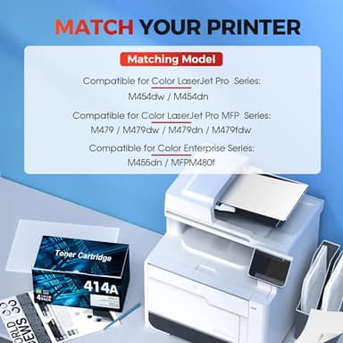 414A Toner Cartridges 4 Pack - Replacement for HP 414A Toner Cartridges 4 Pack HP 414A Black Toner to use with HP Color Pro MFP M479fdw M479fdn M454dw M454dn Printer, W2020A, with CHIP - Image 2