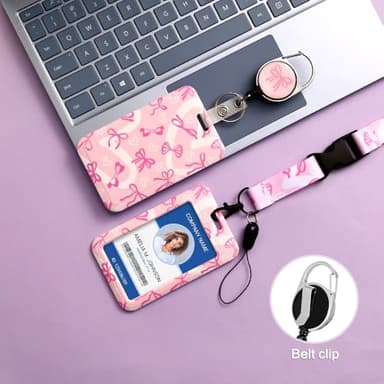 Lanyards for ID Badge Holder for Women Cute, Teacher Lanyard with ID Holder Clip,Retractable Keychain Badge Reel Heavy Duty, Teacher Nurse Work Office Gifts (#35:Butterfly) - Image 6