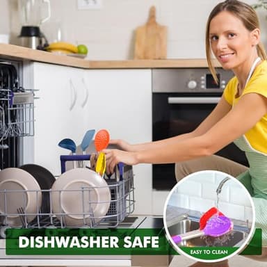 HOTEC 446°F Heat Resistant Silicone Kitchen Utensils, Cooking Utensil Set, Spatula Set, BPA Free, Kitchen Gadgets, Utensils Holder, Dishwasher Safe, 14pcs Multicolor - Image 7