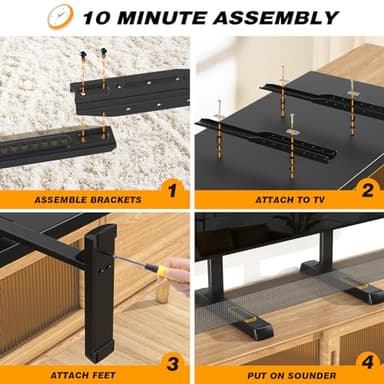 5Rcom Universal TV Stand, Large TV Legs for 37-86 Inch Flat Curved TVs with Cable Management, 6 Height Adjustment Table Top TV Mount Stand Up to 150lbs, Black - Image 7