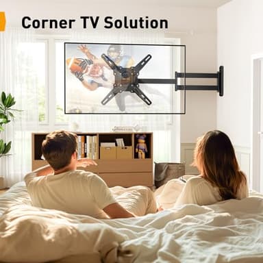 Perlegear Long Arm TV Wall Mount for 26-65 inch TVs up to 100 lbs, Corner TV Mount Bracket with 31.65” Extension, Swivel, Tilt Articulating Arms, Full Motion Wall Mount, Max VESA 400x400mm PGMF25B - Image 6