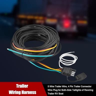 LIMICAR 25FT Trailer Wiring Harness Kit, 4 Wire Trailer Wiring with Nylon Net Tube Protection, 4 Pin 5 Way Plug Trailer Wire Kit for Enhanced Durability - Image 3