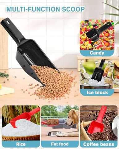 2 Cup Dog Food Scoop(2 Pack), Plastic Pet Food Scoop with Measuring Lines for Accurate Pet Food Portions,Dishwasher Safe (Black and Red) - Image 6