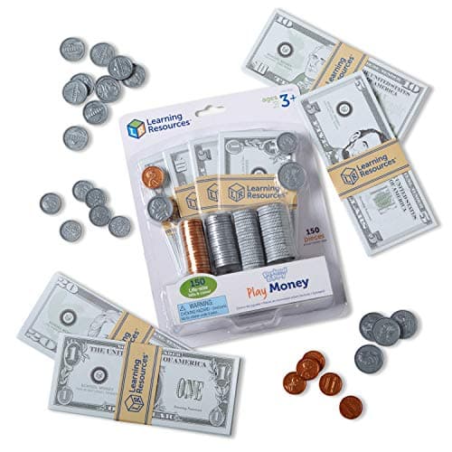 Learning Resources Pretend Play Money - Math Manipulatives For Kids, Kids Bank, Plastic Coins, Cash Register, Toddler , Homeschool Supplies, Fine Motor Skills, Teaching Set Manipulatives - Image 1
