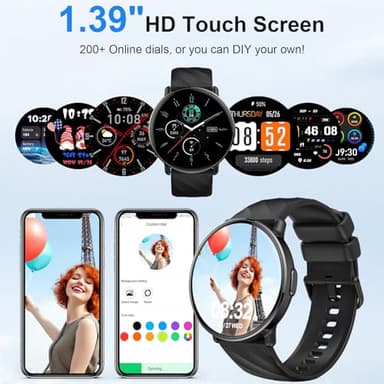 OWMSIC Smart Watch for Men Women with Call Text Reminder, Smartwatch 1.39" Touch Screen, Fitness Watch with Heart Rate/Sleep/Steps/Calories Monitor, 112+ Sport Mode, IP68 Waterproof Activity Trackers - Image 5
