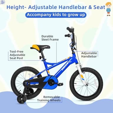 WEIZE Kids Bike,16 Inch Children Bicycle for Boys Girls Ages 4-12 Years Old, Rider Height 38-48 Inch, Coaster Brake, Blue - Image 2