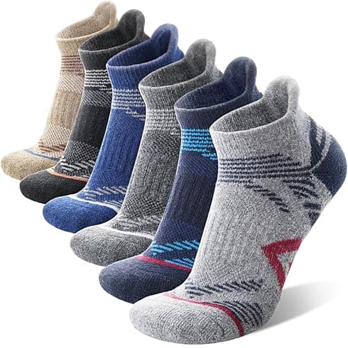 ANTSANG Merino Wool Ankle Hiking Socks Compression Warm Thermal Thick Cushion Winter Running No Show Moisture Wicking Socks Gifts Stocking Stuffers for Women Men 6 Pairs(Dark Mixed,L) - Image 1