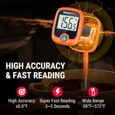 ThermoPro TP509 Candy Thermometer with Pot Clip, 10" Long Probe Instant Read Meat Food Thermometer with LCD, Cooking Oil Thermometer Deep Frying Thermometer for Candy Maple Syrup Sugar Brewing Making - Image 3