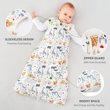 FILLEEP Baby Sleep Sack 6-12 Months Rayon Made From Bamboo 1.0 Tog Soft Wearable Blanket Baby Sleeping Bag for Infant Newborn 2-Way Zipper Toddler Sleep Sacks - Image 4