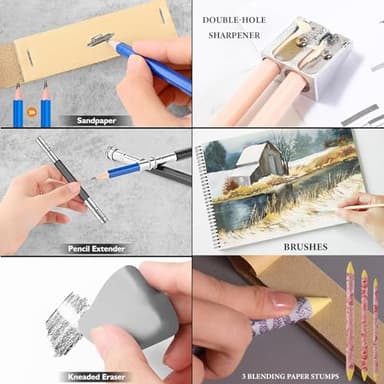 Daerthotk Colored Pencils Drawing Set Sketching Kit 42PCS Coloring Supplies Kit Ideal for Drawing Blending Shading, Watercolor Color Pencils Set, Art Pencils Gift for Artists Adults Beginners - Image 7