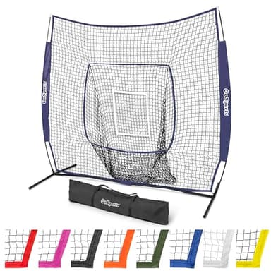 GoSports Team Tone 7 ft x 7 ft Baseball & Softball Practice Hitting & Pitching Net in Team Colors - Navy - Image 1