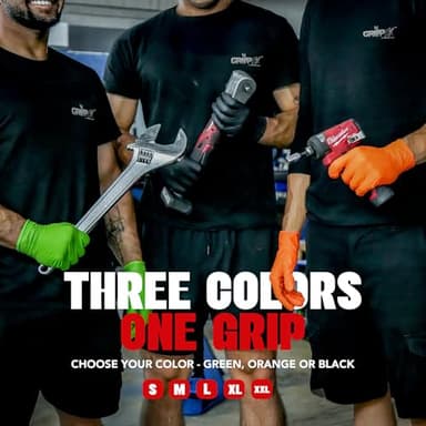 GRIPXX Herkules Grip Heavy Duty 8Mil Black Nitrile Gloves,3D Raised Diamond Texture-Latex & Powder-Free Industrial, Mechanic (200, Large) - Image 7