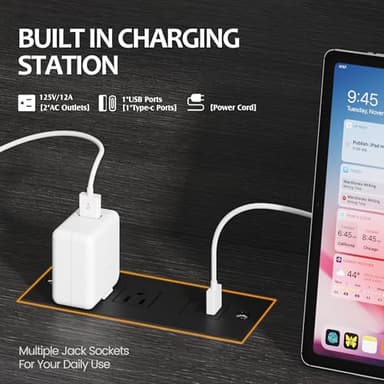 HISOFT Queen Bed Frame with Storage Headboard, Wood Bed with High Storage Bookcase, 4 Drawers & LED & Charging Station,No Box Spring Needed/Noise Free/All-Metal Support, Rustic Grey - Image 6