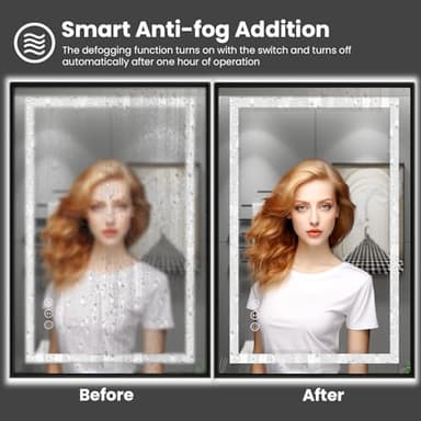 Amorho 84"X40" LED Bathroom Mirror Framed, Front Light and Backlit, Stepless Dimmable, Anti-Fog, Shatter-Proof, Memory, 3 Colors, Double LED Vanity Mirror - Image 6