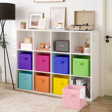GRANNY SAYS 11 Inch Cube Storage Bins, Colorful Cube Storage Organizer, Fabric Storage Bins, Storage Cubes for Shelves, Closet, Toy Storage Bins for Kids Room, Play Room, Rainbow, 8-Pack - Image 3