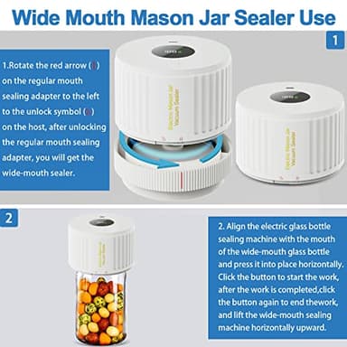 LOVE MOMENT Electric Mason Jar Vacuum Sealer Kit for Wide Mouth and Regular Mouth Mason Jar - White - Image 4