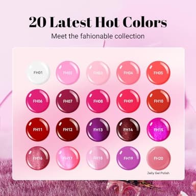 JODSONE 23 PCS Glitter Gel Polish with Soak off Base Coat Matte and Glossy Top Coat Glitter Red Pink Color High Shine and Fashion Gel Nail Polish Kit - Image 2