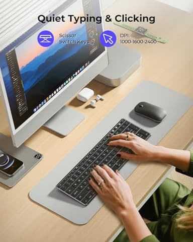 seenda Bluetooth Keyboard and Mouse for Mac, SKM64-2 Multi-Device Rechargeable Slim Wireless Keyboard Mouse Stainless Steel Full Size, Compatible with MacBook Pro/Air, iPad, Mac - Space Gray - Image 4