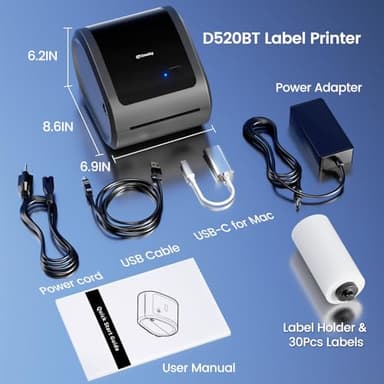 Omezizy Bluetooth Thermal Label Printer 4x6 - D520BT Thermal Shipping Label Printer for Small Business, Wireless Label Printer with Built-in Label Holder, Compatible with USPS, Shopify - Image 7