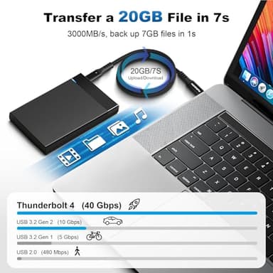 40Gbps Thunderbolt 4 Cable [Intel Certified] 6.6ft USB C to USB C Cable, 240W(5A) Charging Cord, Braided Type C Cable Compatible for Dual 8K/4K Display, USB4, SSD, eGPU, Mac Studio/mini, iphone - Image 2