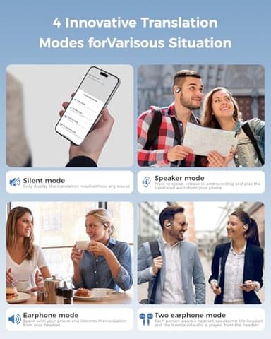 GRUCISO AI Language Translator Earbuds:3-in-1 Translator Earbuds with 150 Languages ​​Real-time Translation and 10 Languages ​​Offline Translation,HiFi,Suitable for Travel Study and Business(Black) - Image 5