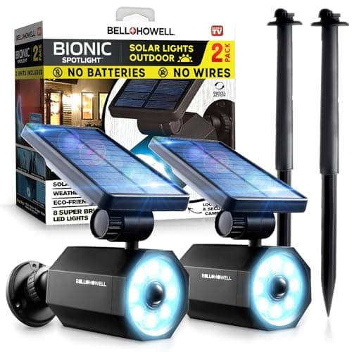 Bell+Howell Bionic Spotlight LED Solar Lights Solar-Powered Spot Light with 25 Feet Motion Sensor Outdoor Waterproof Frost Resistant Yard Outdoor Lighting As Seen On TV (Original, Set of 2) - Image 1