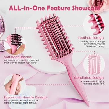 Curl Defining Brush, Curly Hair Brush Defining with Side Gear for Combing, Shaping, and Styling Curly Hair, Lightweight Candy Brush Suitable for All Wet or Dry Hair Types for Women and Men (Pink) - Image 2