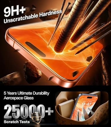 TORRAS for iPhone 17 Pro Max Screen Protector [12Ft Military-Grade Shatterproof] [9H+ Aerospace Tempered Glass] Anti-Scratch Full Coverage Fit Screen Protector 17 ProMax 6.9" 2-Pack - Image 4