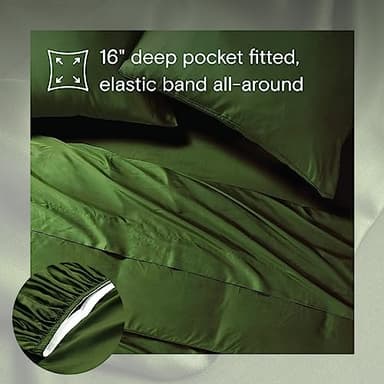 Sijo AiryWeight Tencel Sheet Set, 100% Lyocell Derived from Eucalyptus, Buttery Soft, Architectural Digest 2022 Best Cooling Sheets Winner - 4pc - 2 Pillowcases 1 Fitted 1 Top (Forest, Cal King) - Image 4