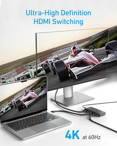 Anker HDMI Switch, 4K@60Hz HDMI Switcher, 4 in 1 Out with Smooth Finish, Supports HDR, 3D, Dolby, DTS, Compatible with Laptops, PC, Xbox, Projector (Charger and Remote Control Batteries Not Included) - Image 4