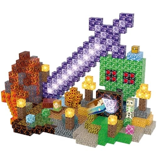 AIDYVOI Magnetic Blocks Building Toys Set, Magnetic Building Blocks STEM Construction Toys, 3D Sword Light Up Magnet Cubes Montessori Sensory Stacking Toy for Toddlers Age 3 4 5 6 7 8 - Image 1