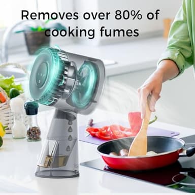 Empava Portable Range Hood for Cooking, 3-Speed Desktop Kitchen Exhaust Fan for Indoor BBQ, Hot Pot and RV, Detachable Filter and Oil Cup, 13pc Cotton Filter - Image 2