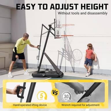 Aimking Basketball Hoop Outdoor System with 44 Inch Backboard, 4.8FT-10FT Height Adjustable Basketball Goal System for Youth/Teens/Adults Indoor Outdoor Pool - Image 4